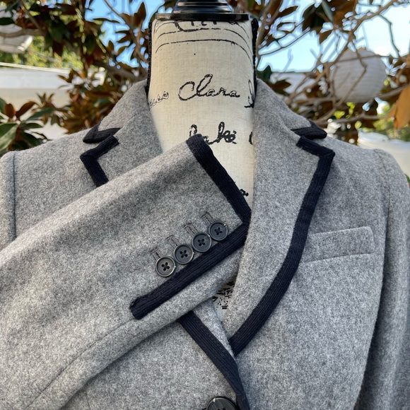 NWT J Crew Gorgeous Gray Wool Blazer with black trim - Picture 4 of 13